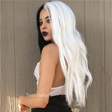 half black half white synthetic lace front wig 2 - Imstylewigs