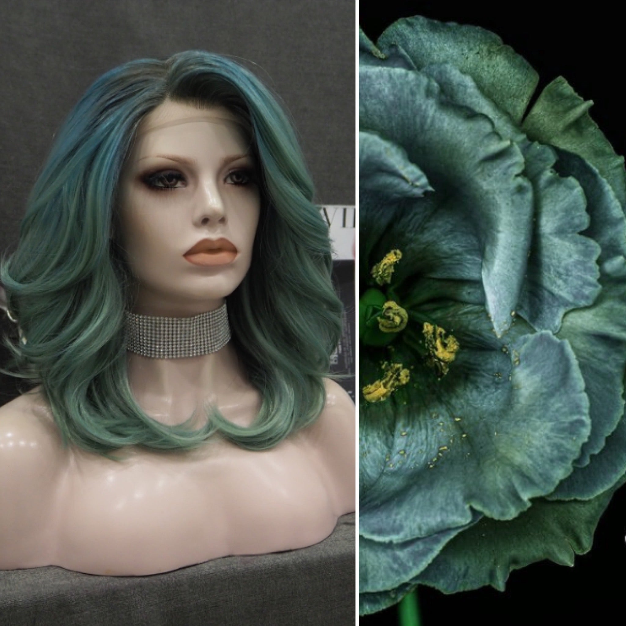 Autumn Green Wavy Synthetic Lace Front Wig Imstyle Wigs 0260