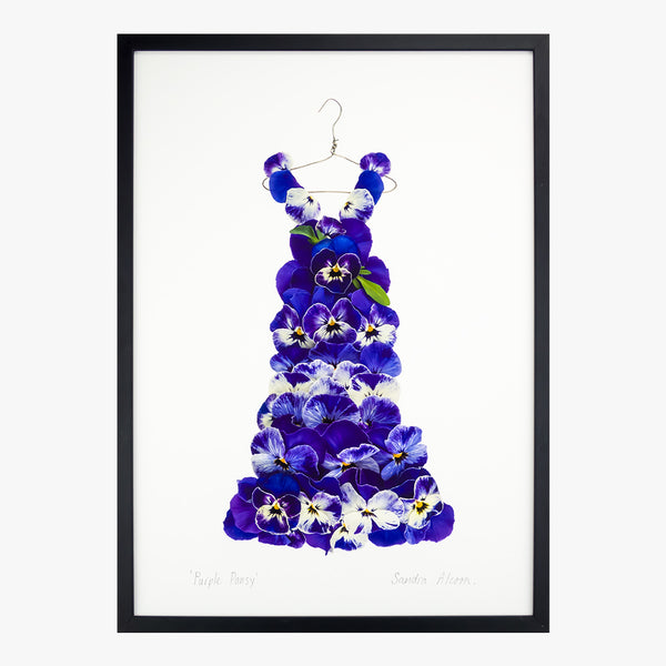 purple pansy dress art print by petal & pins