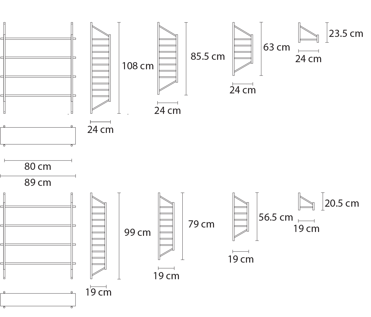 John Eadon MIMA Shelving Components Dimensions