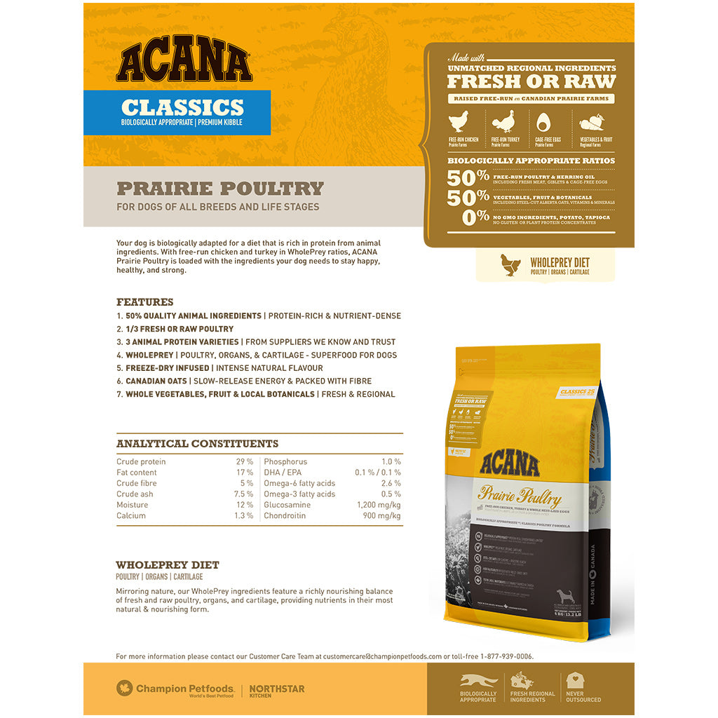 acana poultry prairie 17 kg