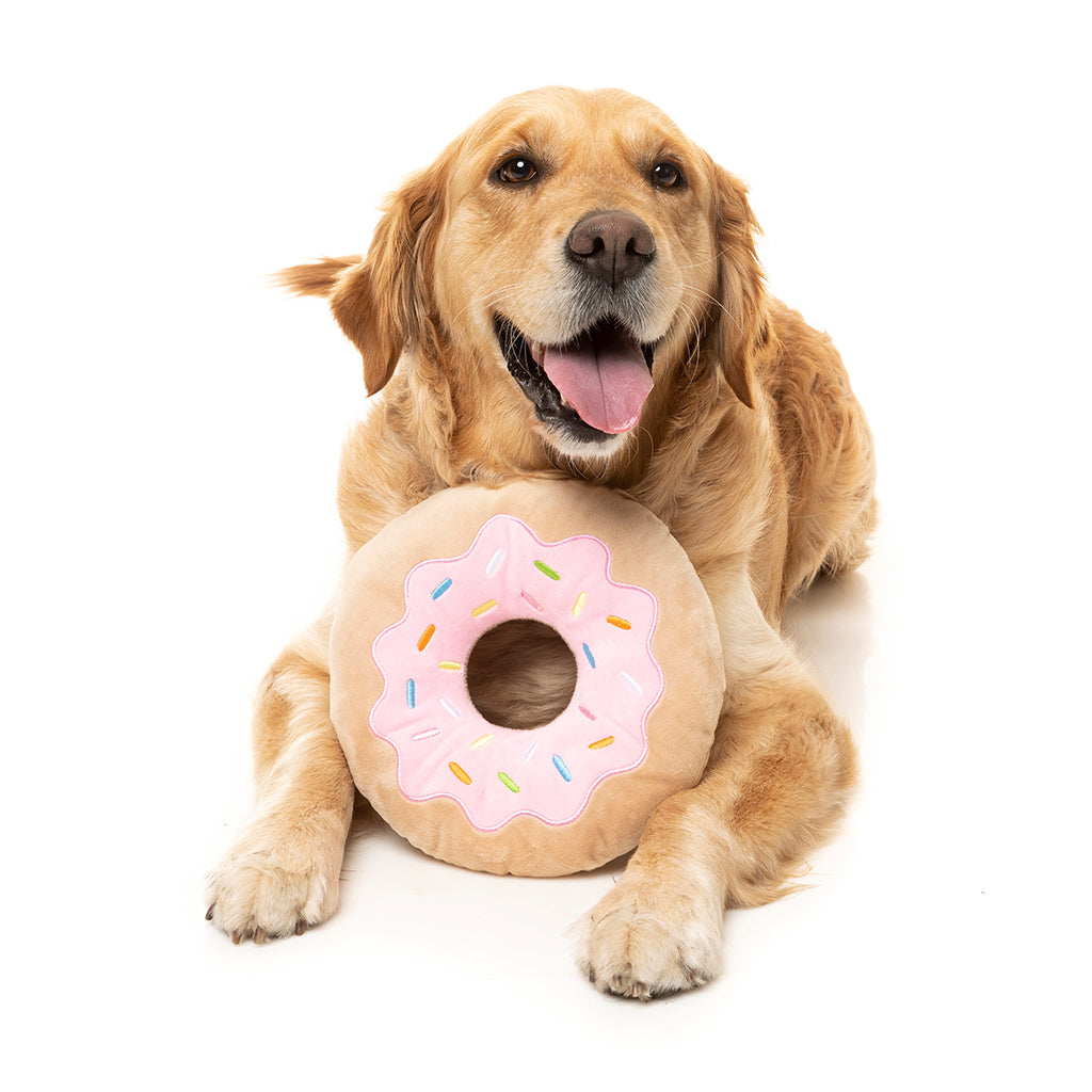 plush donut dog toy