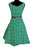 50s Style Green Tartan Check Swing Dirndl Folk Dress with Red Belt