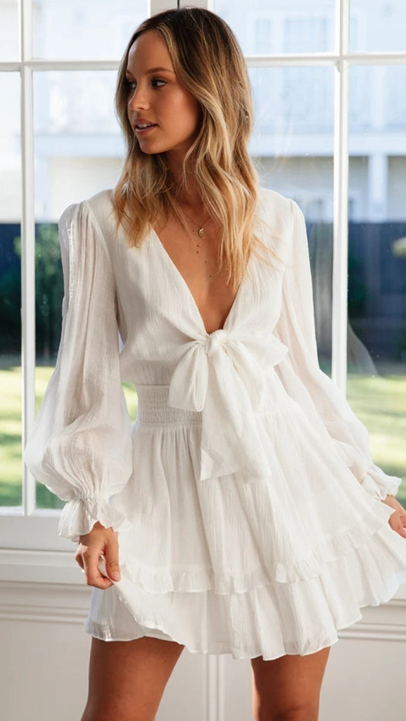 White Front Knot Dress – Gabi Swimwear