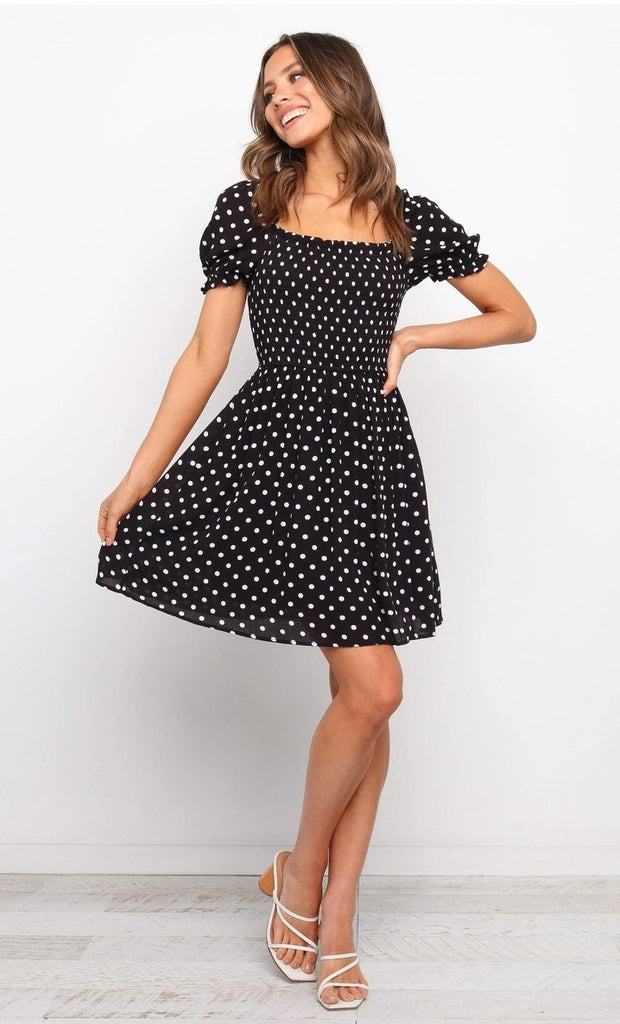 Black Polka Dot Skater Dress Gabi Swimwear 4452