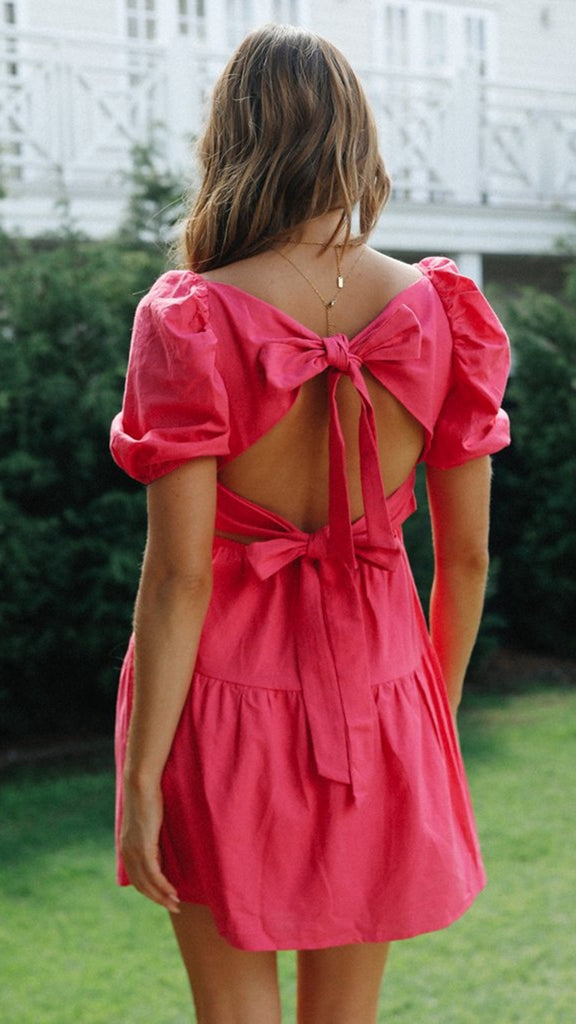 Hot Pink Back Bowknot Dress Gabi Swimwear 