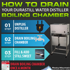 how to drain a durastill water distiller boiling chamber