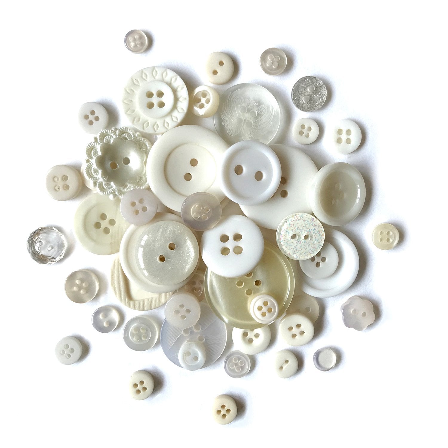 3/4 White Buttons, 3 Packages