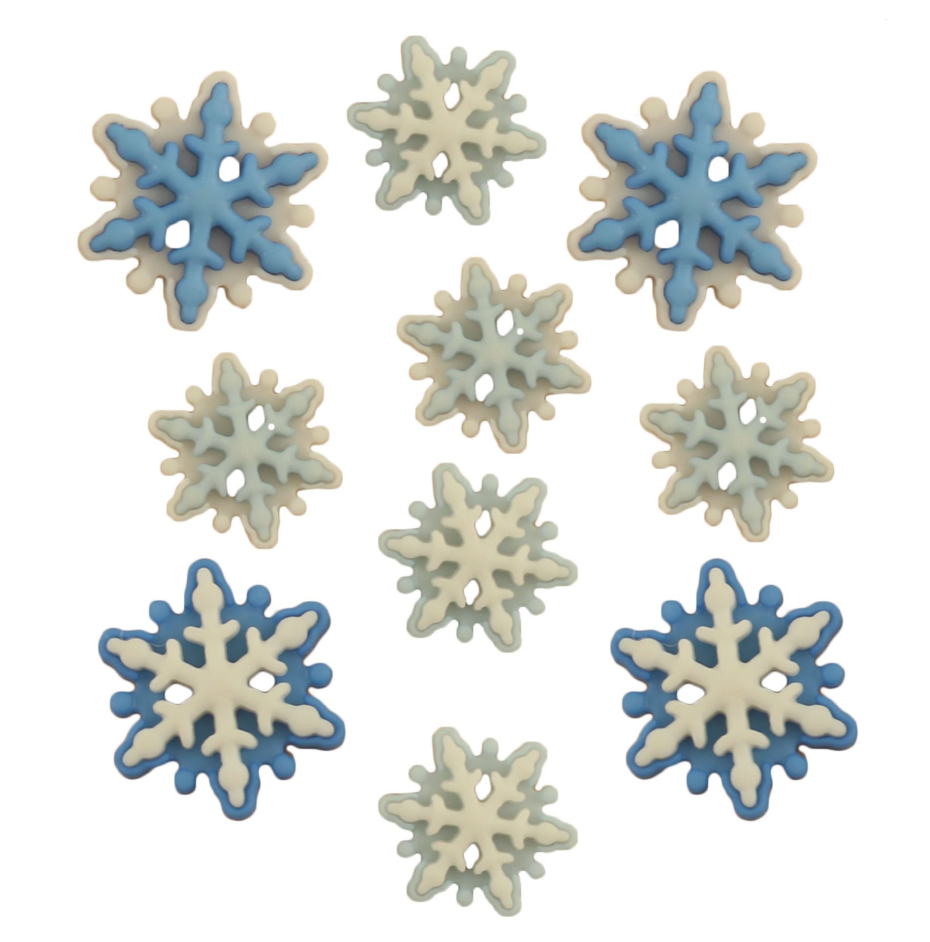 1 1/2 White Wood Snowflake Novelty Buttons 8pk - Buttons - Sewing Supplies