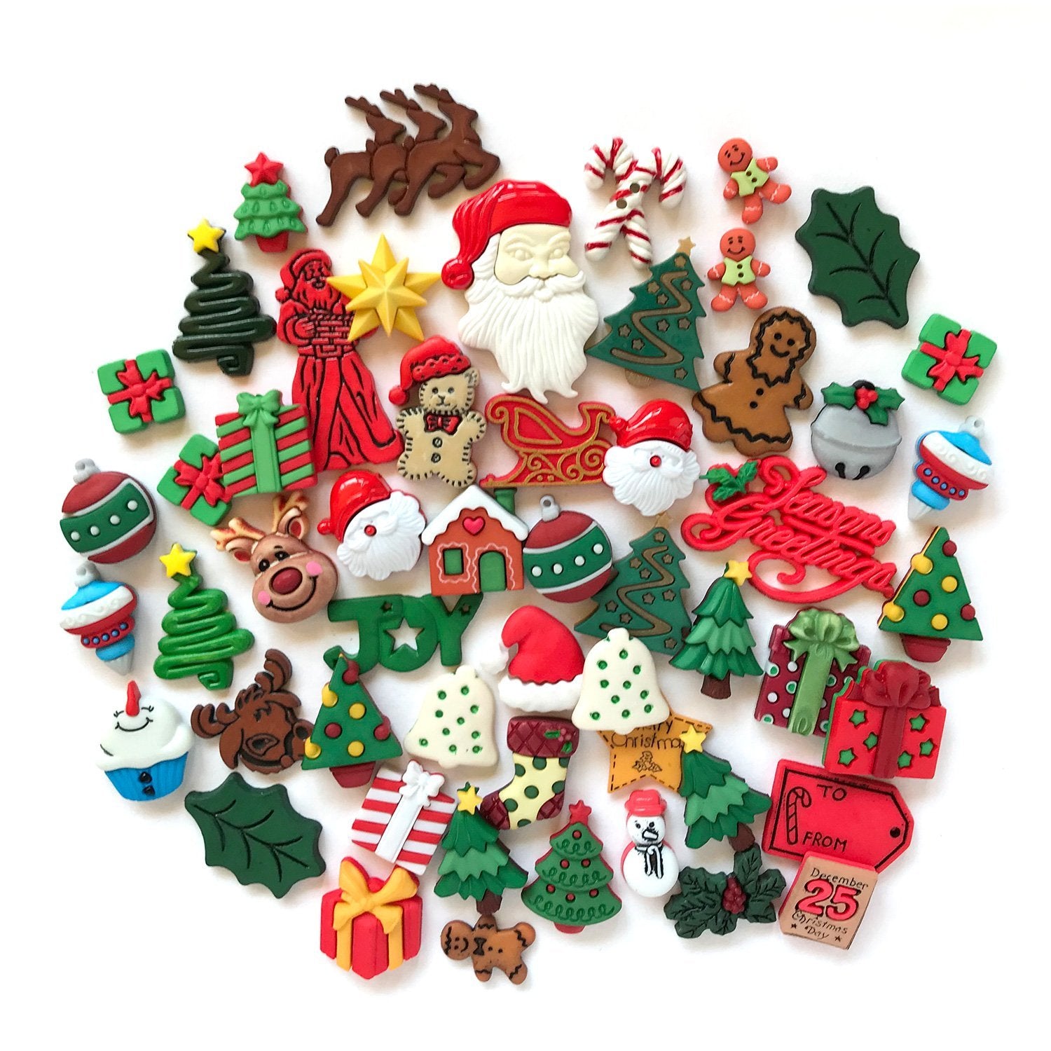 emaan EMAAN 650 Pieces of Christmas Craft Buttons of Various Sizes 2 and 4  Holes Round Craft Buttons - DIY Crafts, Children's