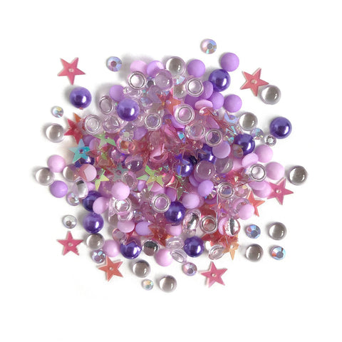 buttons purple and silver glitter