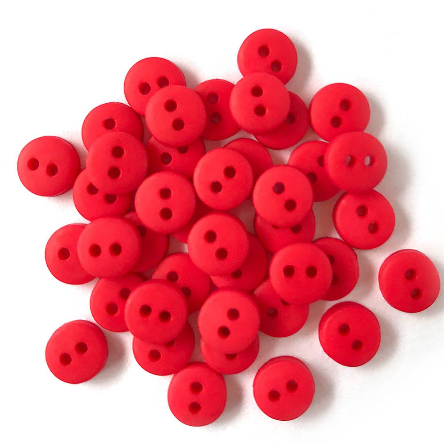 Bright red Buttons for Crafts Sewing Scrapbooks and Quilts. Assorted sizes  including small bright red buttons
