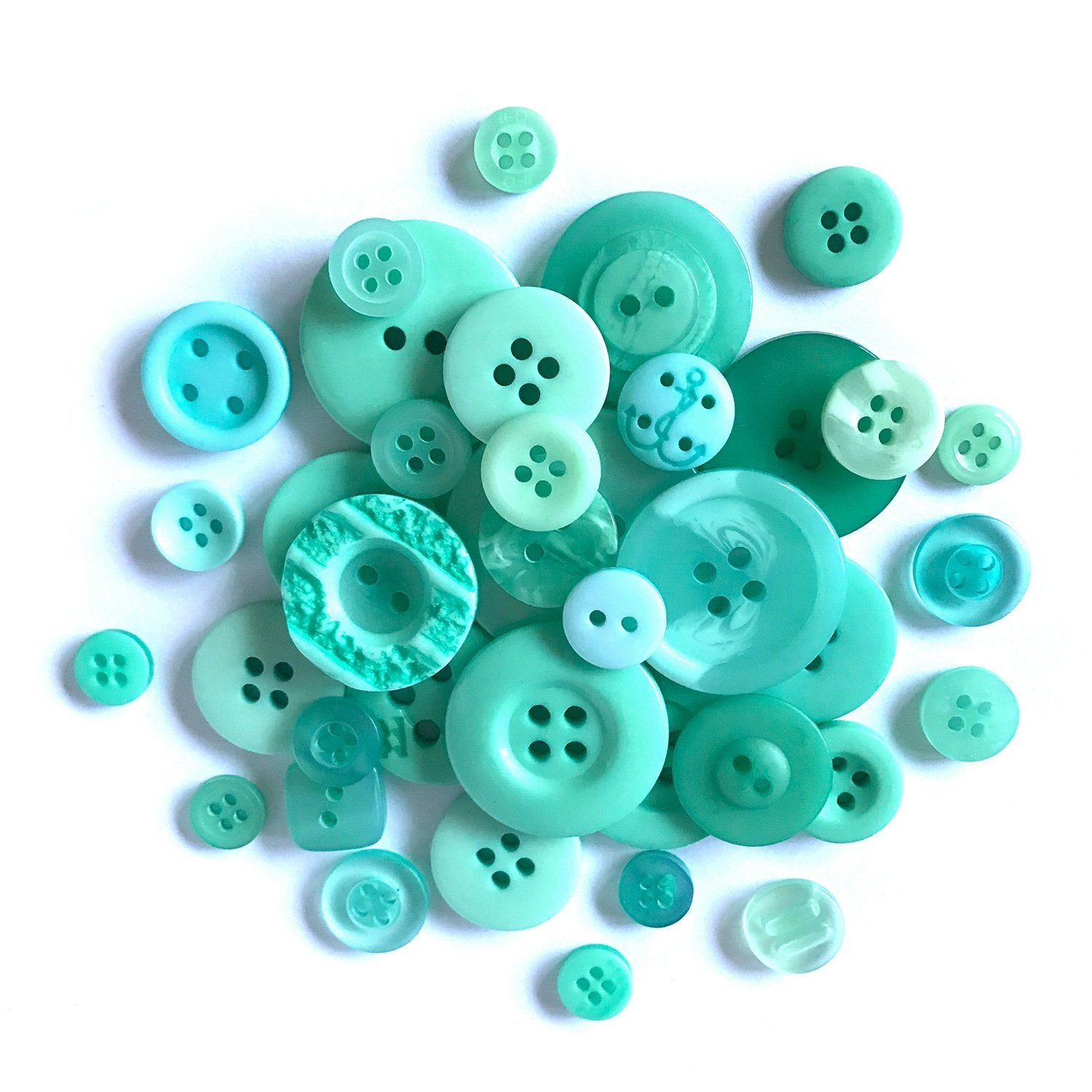 Light Blue Buttons for Crafts Sewing Scrapbooks and Quilts. Assorted sizes  including small light blue buttons