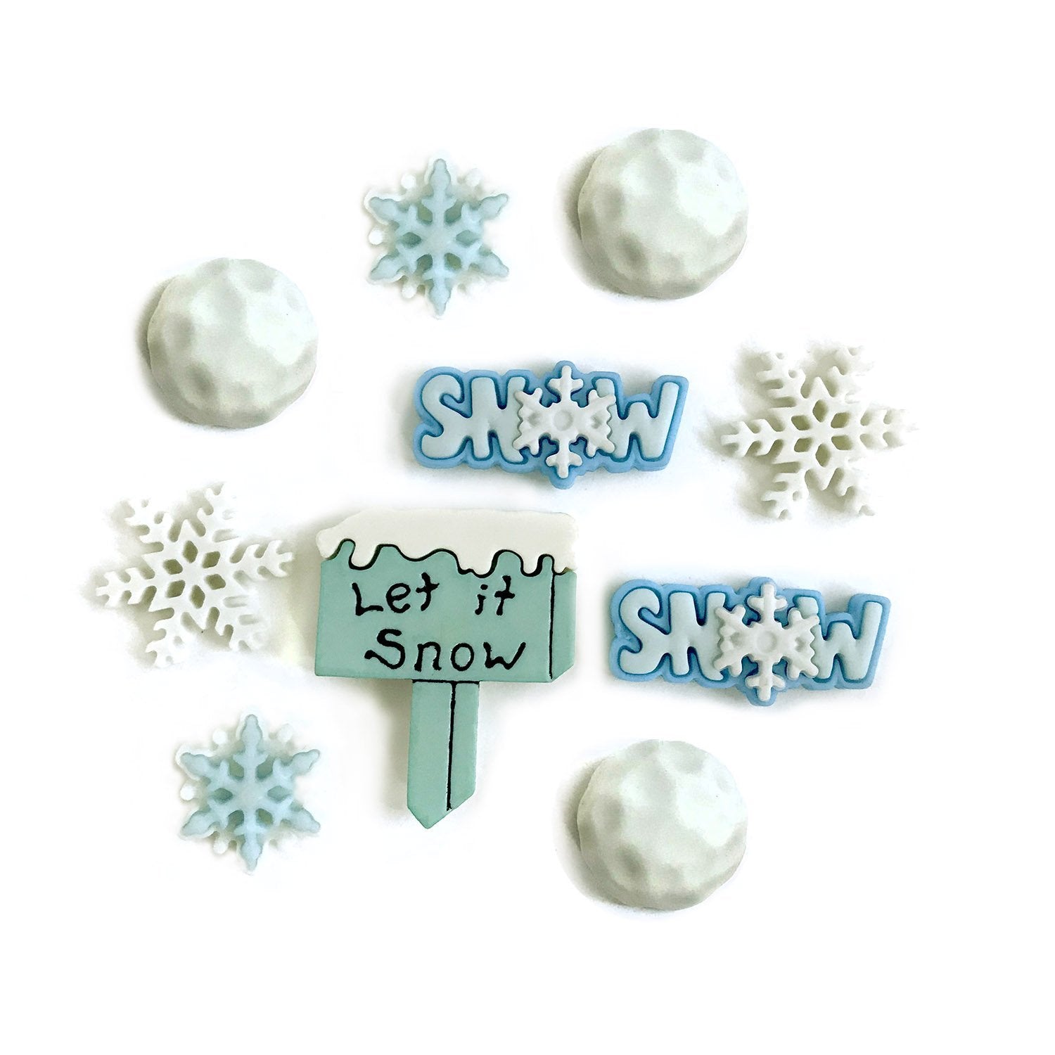 Brrr, Snowflake Buttons, Sewing Embellishment, Blue White