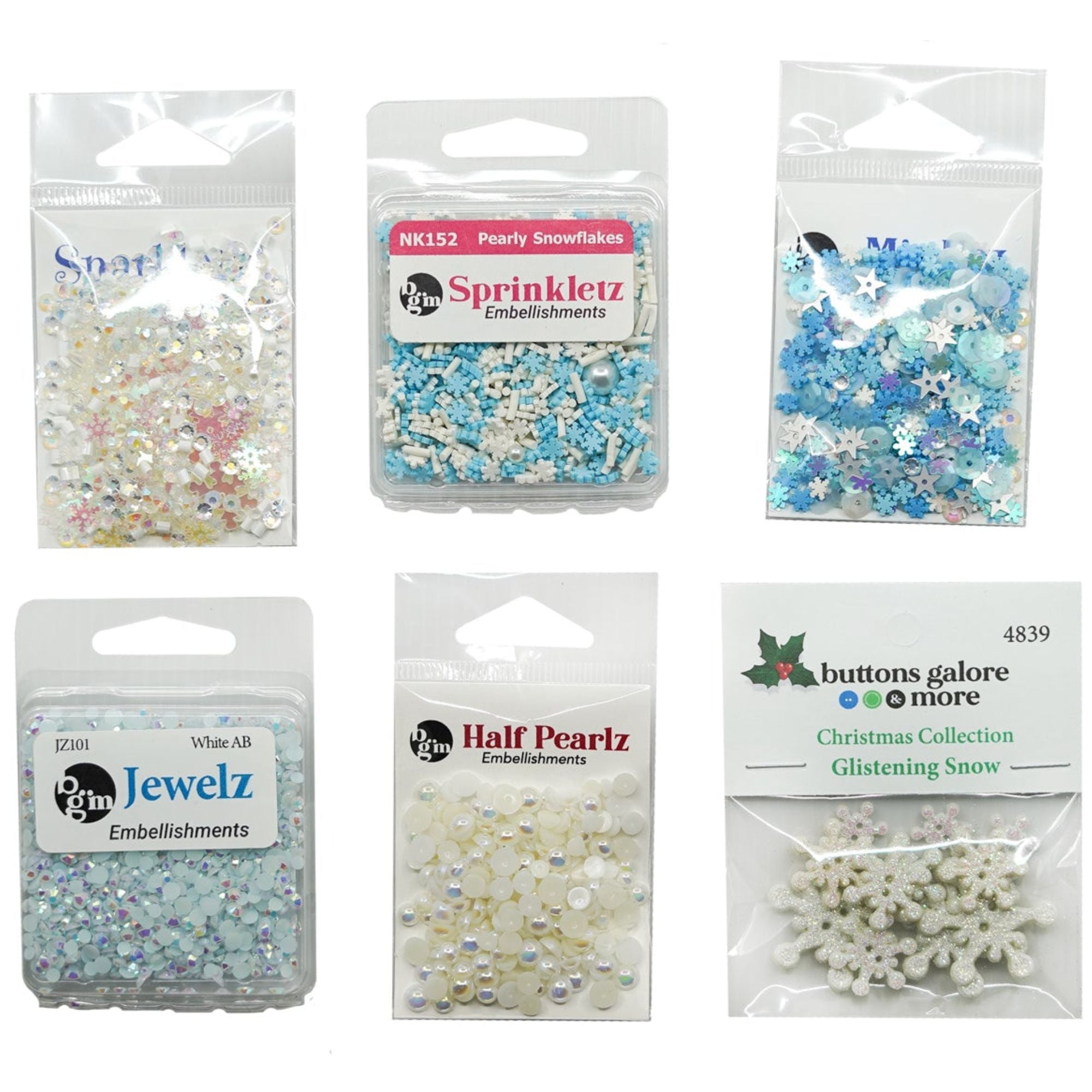 Winter Sparkle / Snowflake Craft Embellishments / Flat-Back / Buttons  Galore