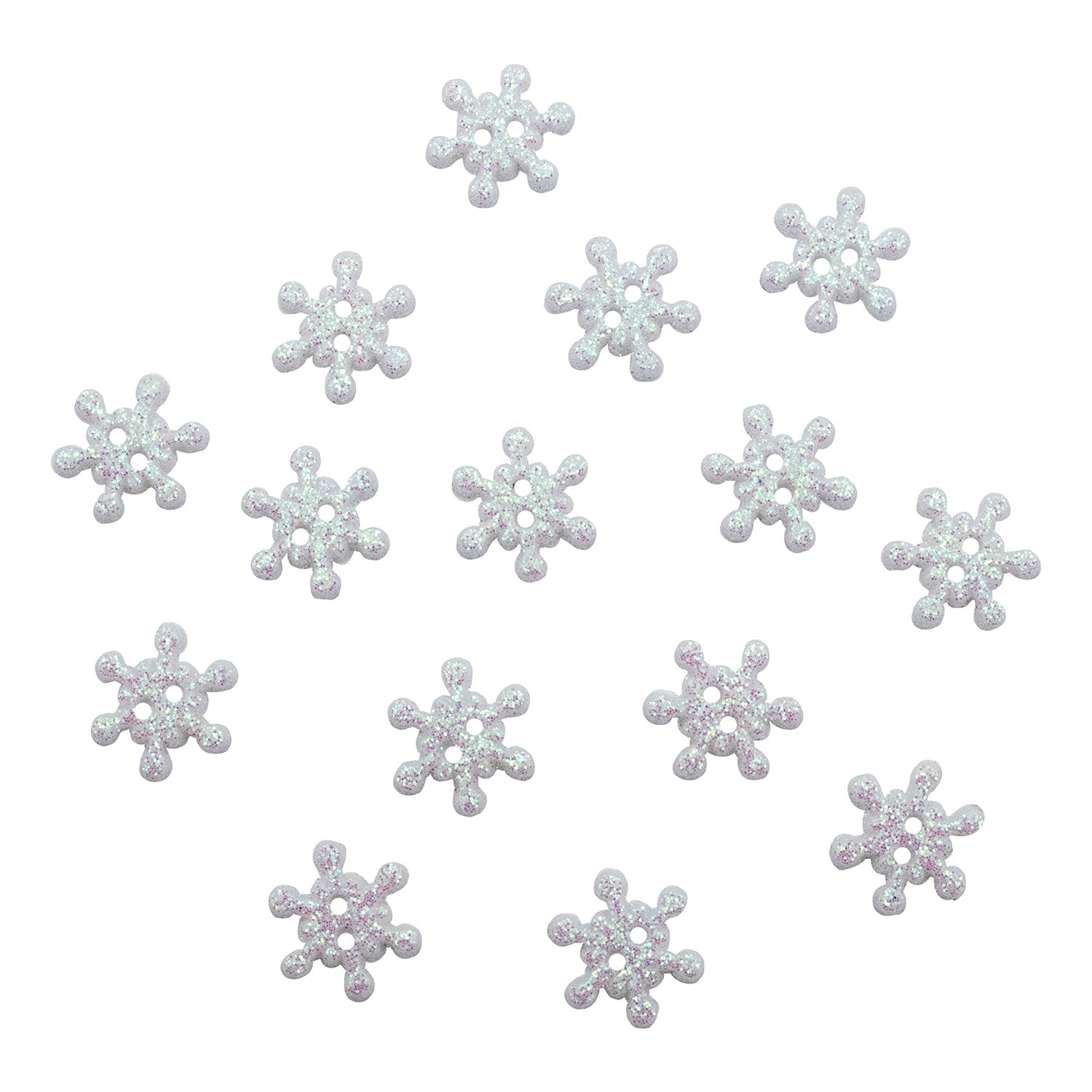 3x Vintage Glitter Snowflake Buttons 2-Hole Flat (1x 19mm, & 2x 30mm)  Winter