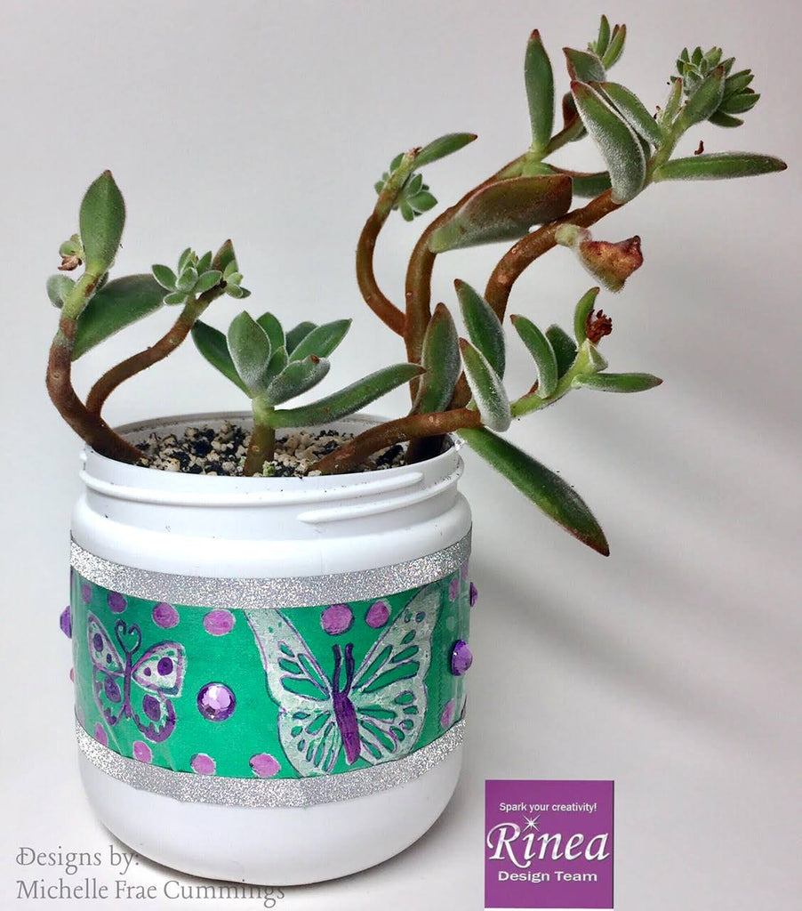 Upcycled Plant Container with Rinea Foiled Paper