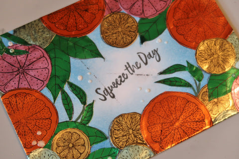 Rinea Foiled Paper Citrus Shaker Card by Roni Johnson