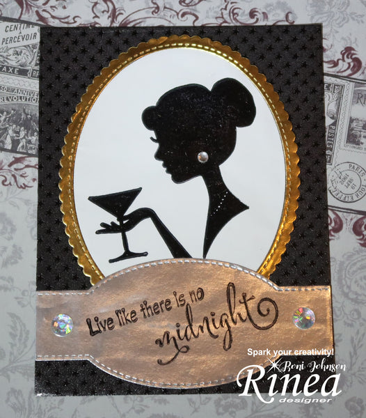 Rinea Foiled Paper Formal New Years Card by Roni Johnson