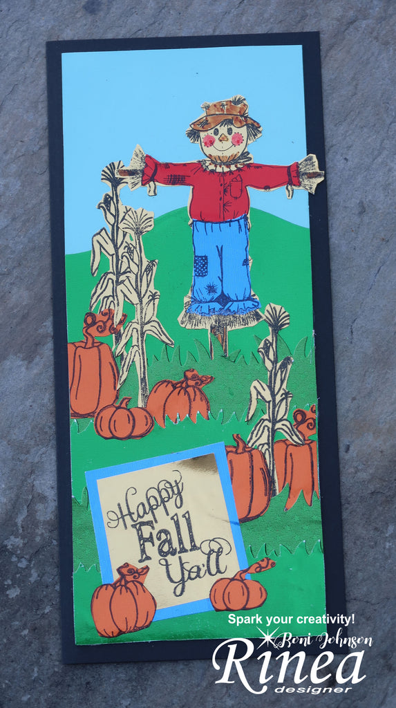 Rinea Foiled Papers Scarecrow Card by Roni Johnson