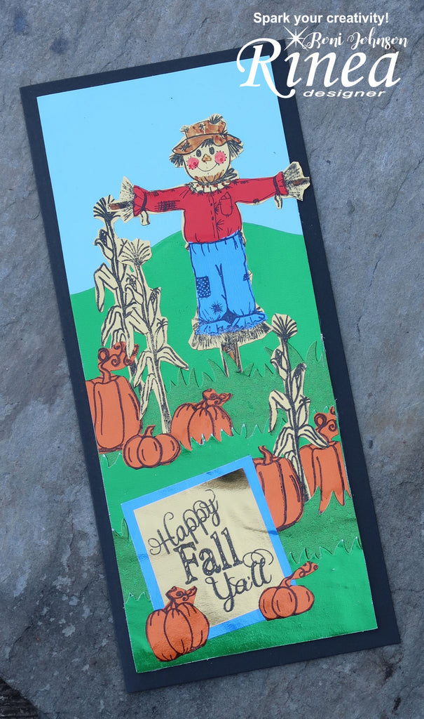 Rinea Foiled Papers Scarecrow Card by Roni Johnson