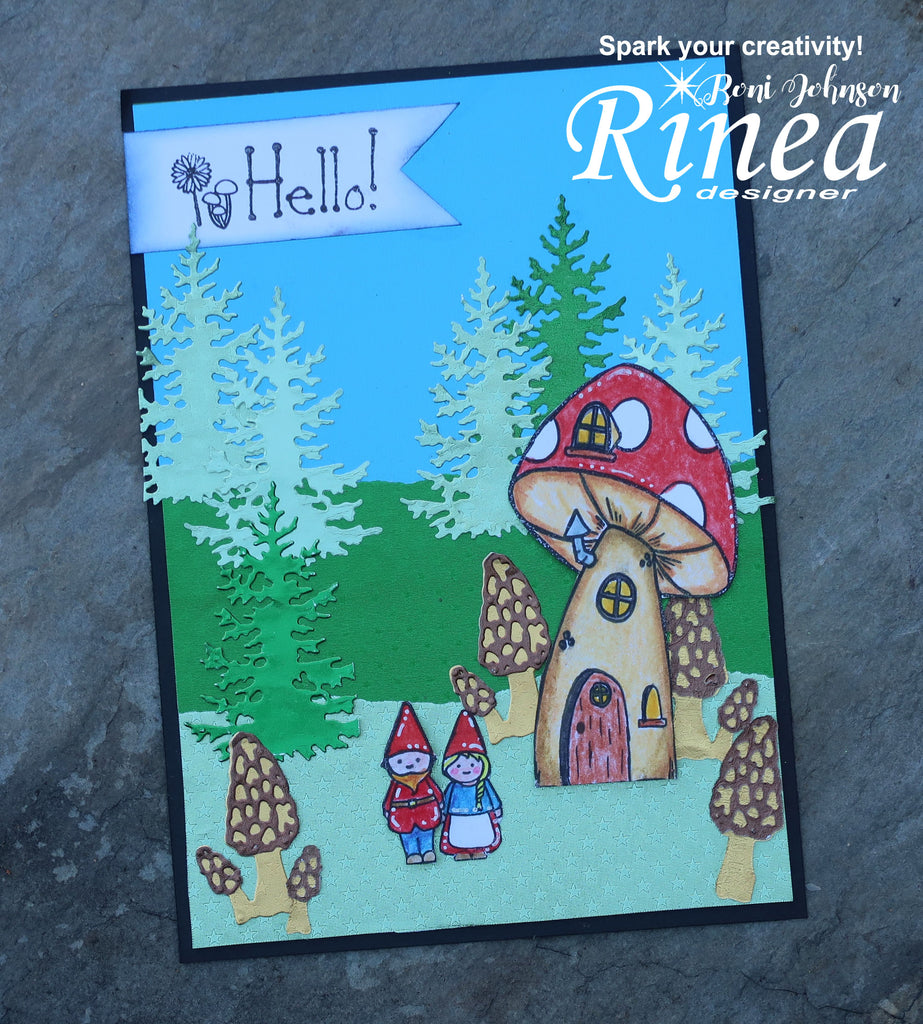 Rinea Foiled Paper Scenic Gnome Card by Roni Johnson