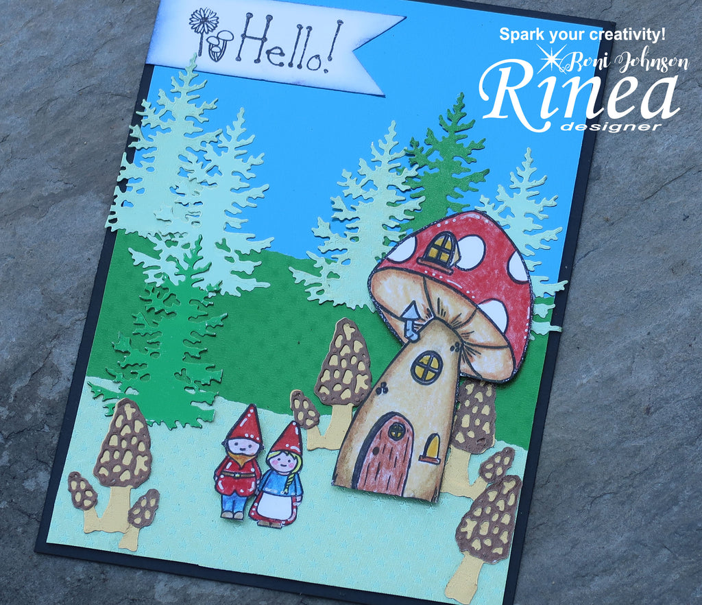 Rinea Foiled Paper Scenic Gnome Card by Roni Johnson