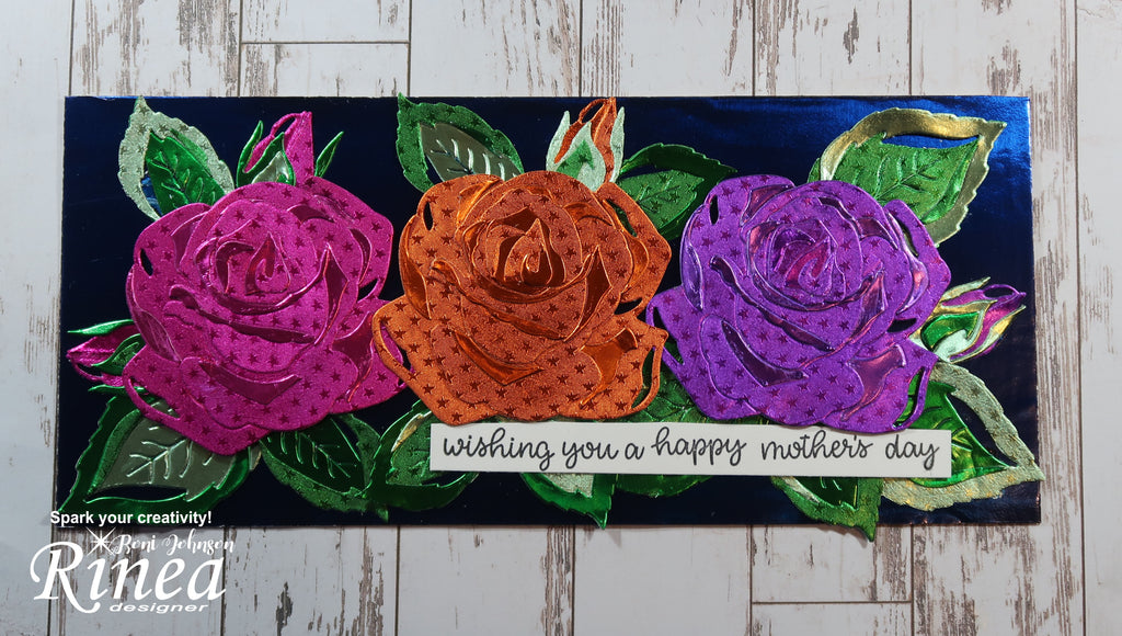 Rinea Foiled Paper Sizzix Thinlit Roses by Roni Johnon