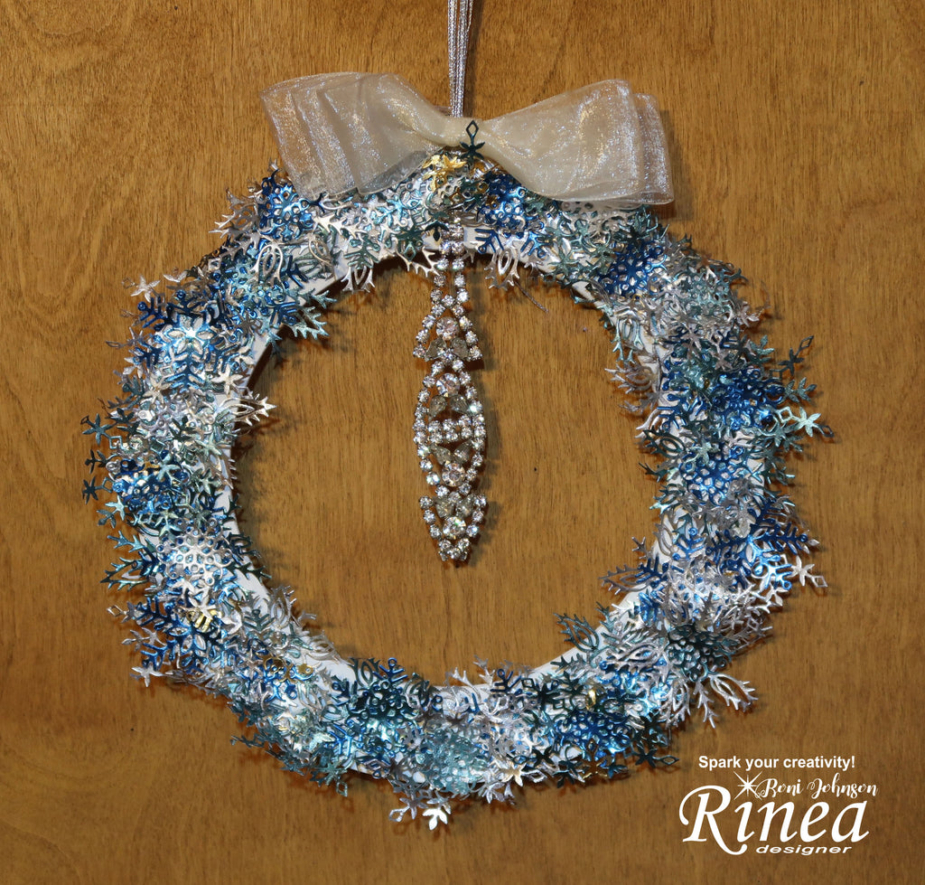 Rinea Foiled Paper Frozen Snowflake Wreath by Roni Johnson