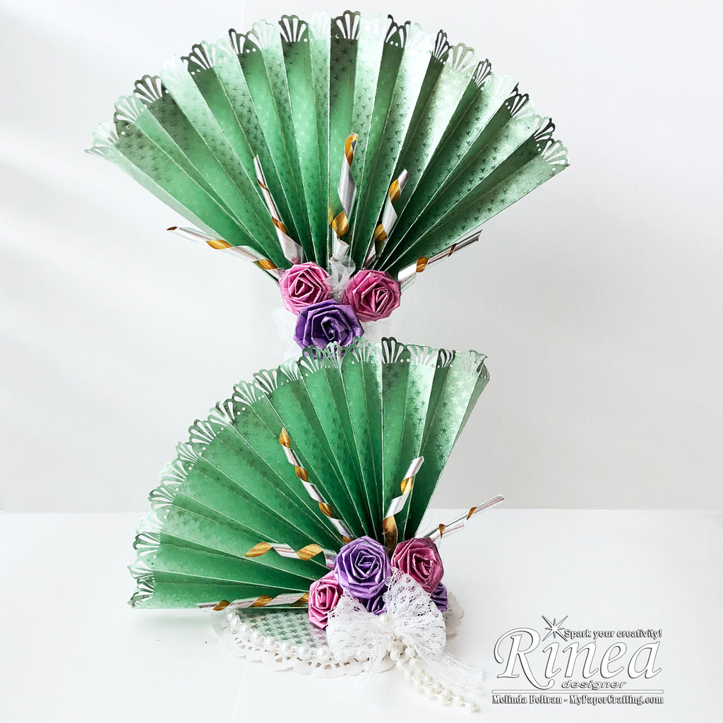 Fan and Flower Table Centerpiece using Rinea Foiled Paper