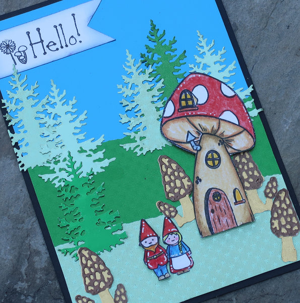 Rinea Foiled Paper Scenic Gnome Card by Roni Johnson