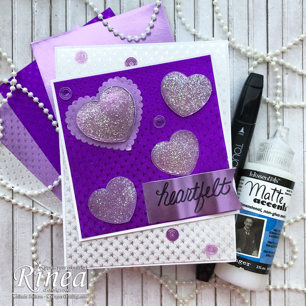 Melinda Beltran Rinea Foiled Paper Hearts Card