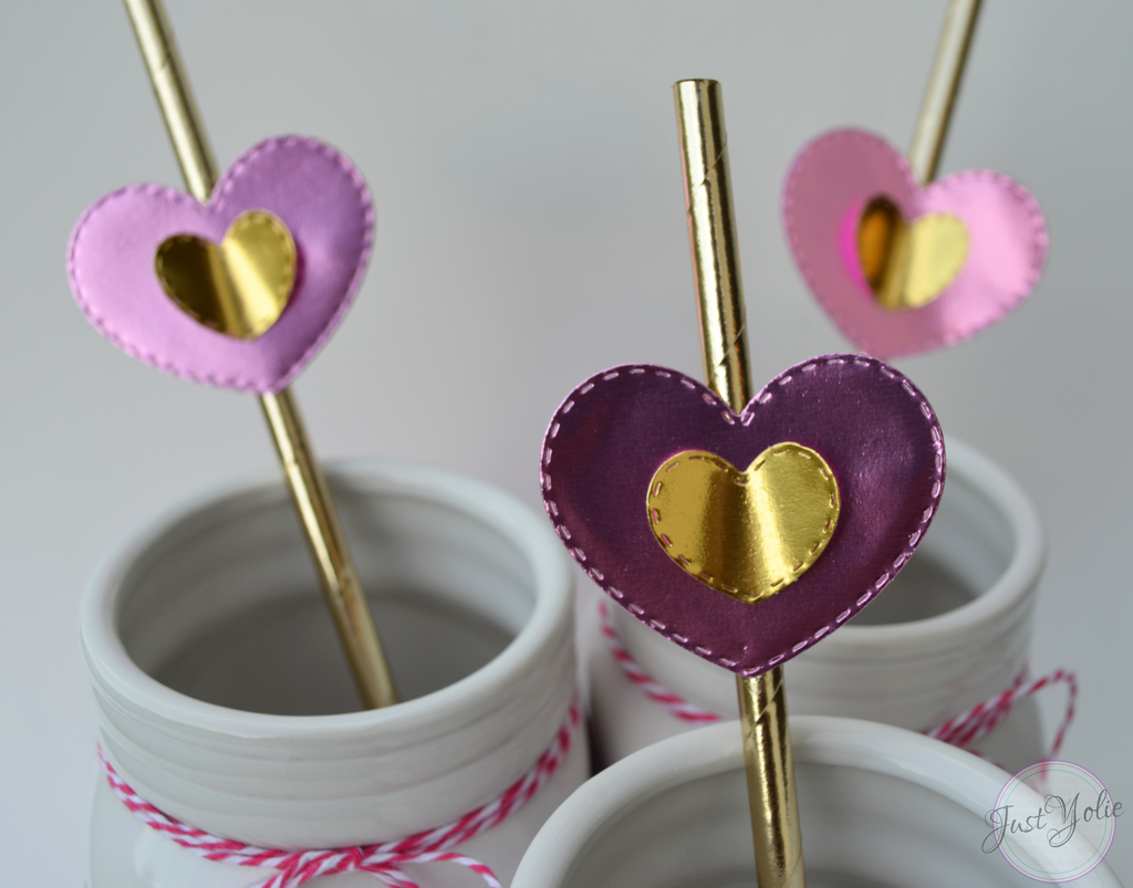 Valentine's Day Mason Jars using Rinea Foiled Paper