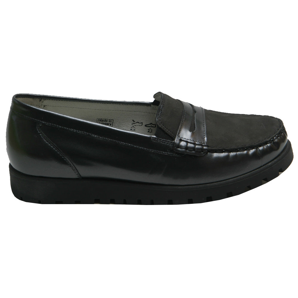 Flats Waldlaufer Elisa Hegli Black Patent Leather Penny Loafer Shoes ...