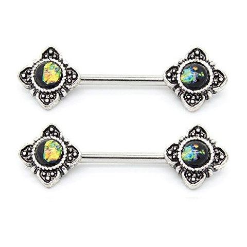 bodyj4you-straight-floral-barbell-holiday-gift-with-green-and-black-gemstones