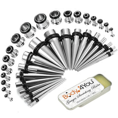 54PC Gauges Kit Ear Stretching 14G-00G Acrylic Spiral Tapers Plugs Bod –  BodyJ4you
