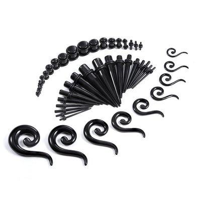 54PC Gauges Kit Ear Stretching 14G-00G Acrylic Hanger Tapers Plugs Body Piercing  Set, BodyJ4you