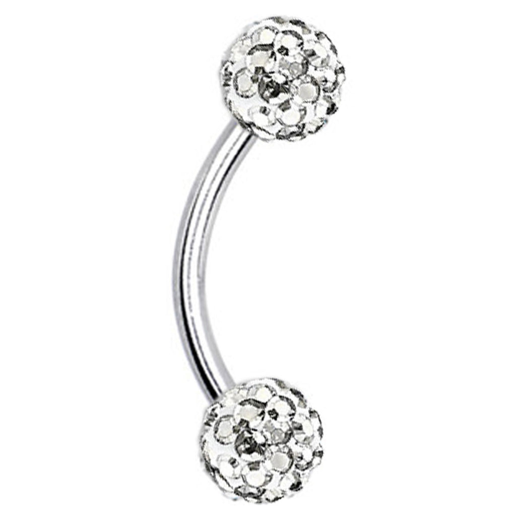 Eyebrow Ring Crystal Ferido Ball 16 Gauge Surgical Steel Curved Barbel ...