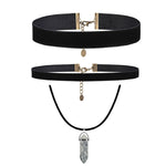 BodyJ4You 3PC Jewelry Gift Set Black Choker Natural Stone Pendant Necklace Fashion Jewelry - BodyJ4you