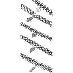 BodyJ4You Choker Necklace Charm Tattoo Stretch Gothic Collar Pendant 5 Pieces - BodyJ4you