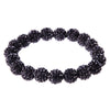 BodyJ4You Disco Balls Bracelet 19 Black Beads Pave Crystals Stretch Wrist Iced Out Jewelry - BodyJ4you