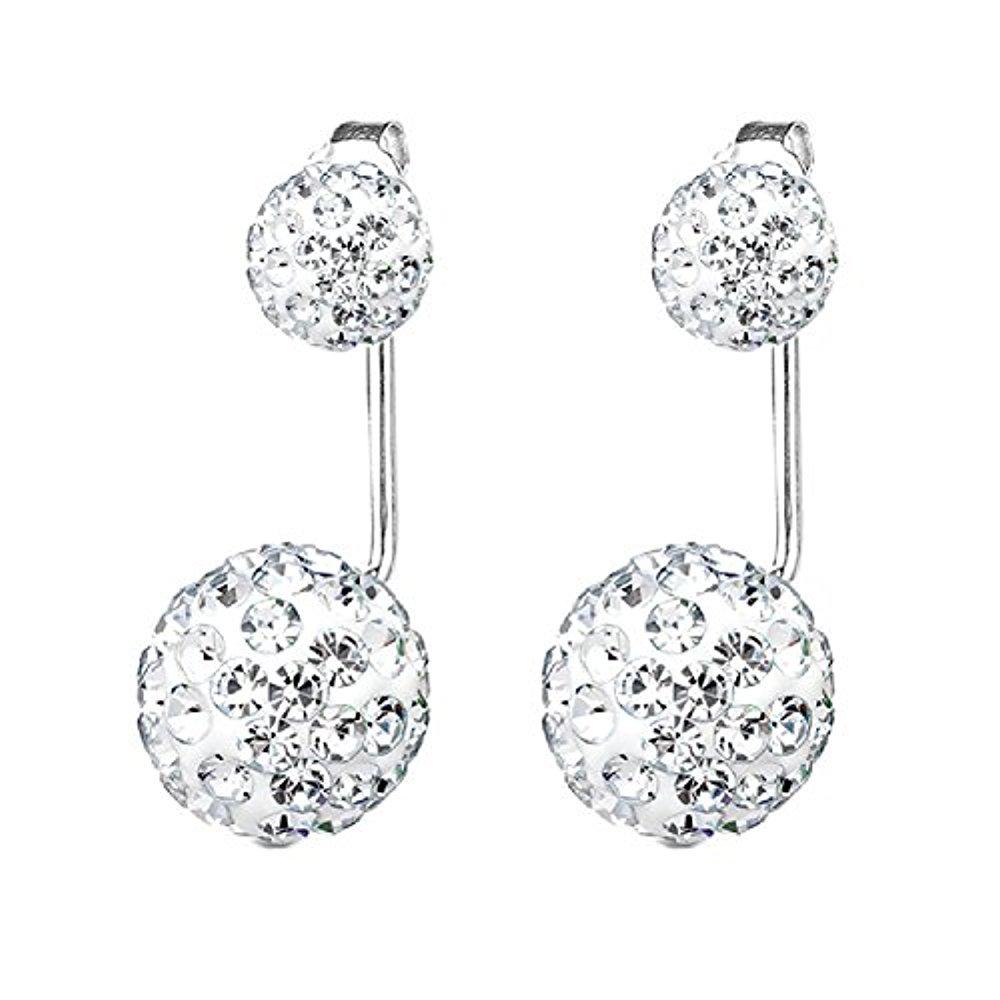 Earrings Jacket Ear Stud Reverse Crystal Paved Ball Jewelry Set