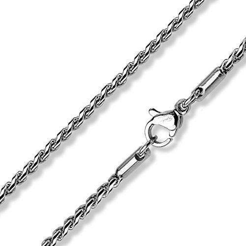 Necklace Stainless Steel Wheat Round Link Chain Men Fashion Jewelry 18 inch