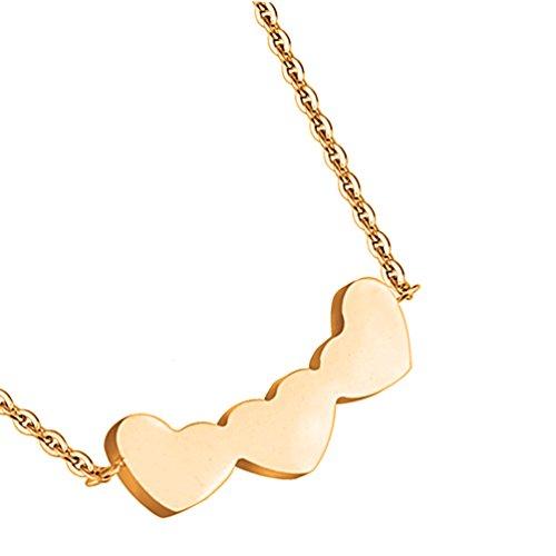 Pendant Necklace Three Heart Rose Goldtone Steel