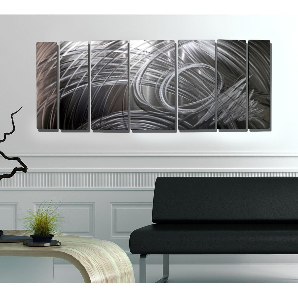 Silver Abstract Etched Metal Wall Art Panels by Jon Allen - Escalation ...