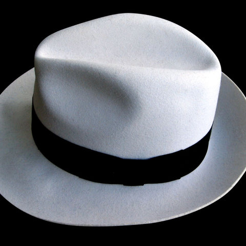 Close up of a white fedora