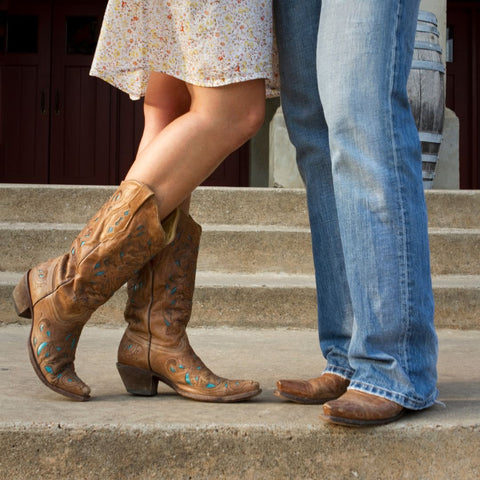 Couple wearing western boots