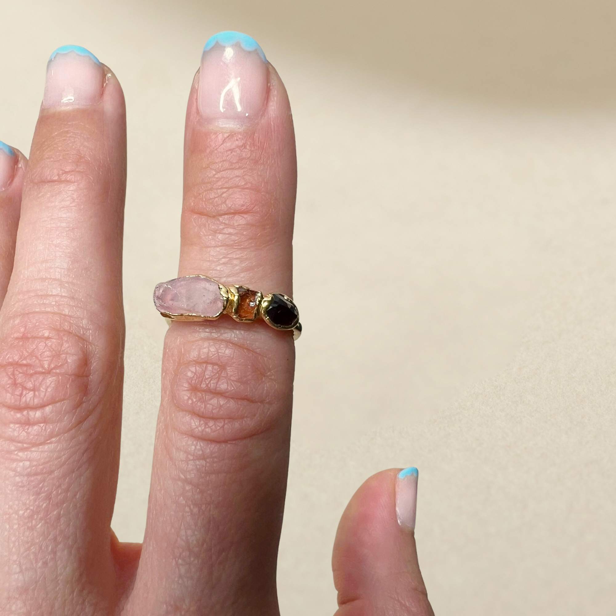 Morganite and Garnet Ring - Size 6 - SS01