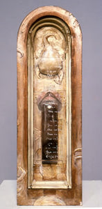 Kris and Nathalia. wood, resin, wax, light. 18″x6″x5,” 1999