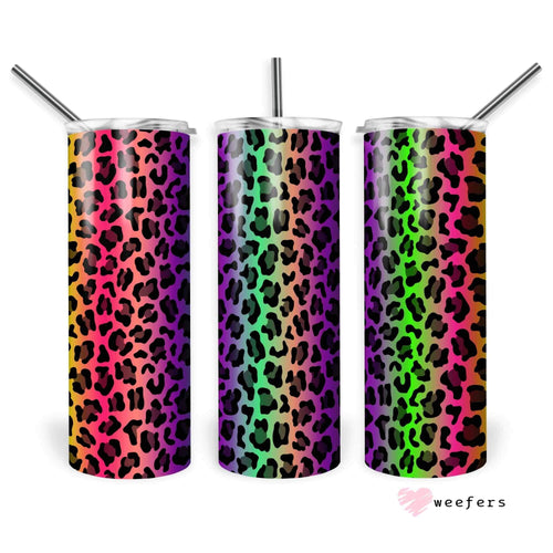 Rainbow Leopard Tumbler, Colorful Cheetah Print Travel Mug